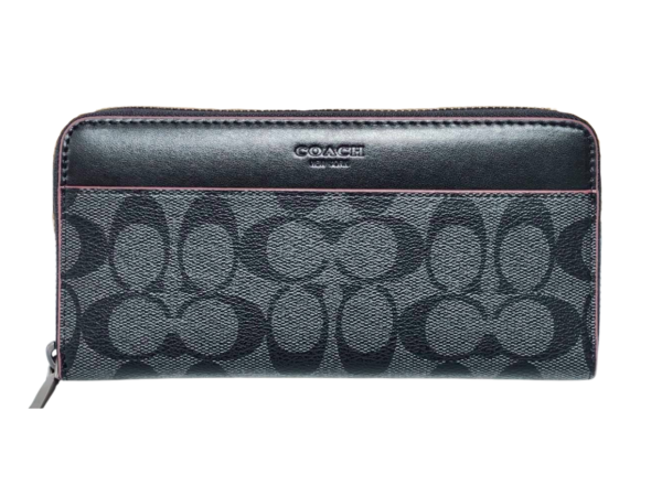 COACH アウトレット F25517 PVC シグネチャー アコーディオン ジップアラウンド 長財布 ブラック　N3A