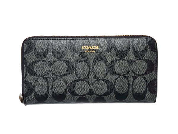 COACH アウトレット F74597 ブリーカー シグネチャー アコーディオン ジップアラウンド 長財布 ブラック