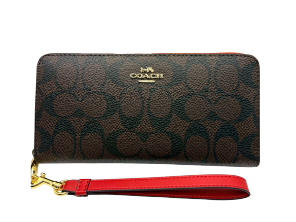 COACH アウトレット C4452 ラウンドファスナー 長財布 ブラウンレッド