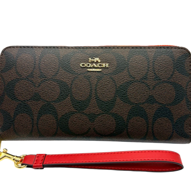 COACH アウトレット C4452 ラウンドファスナー 長財布 ブラウンレッド