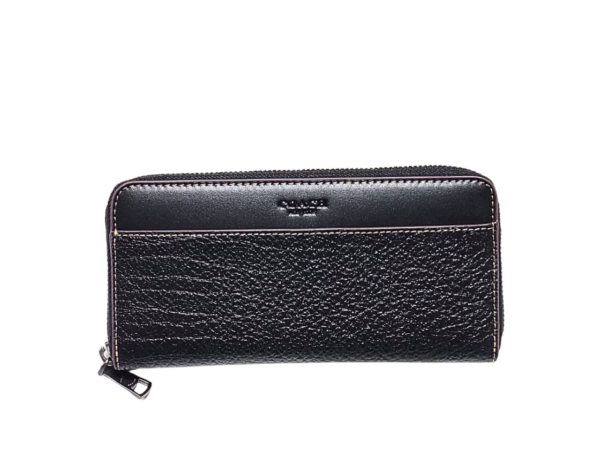 COACH アウトレット F12130 テクスチャード レザー アコーディオン ジップアラウンド 長財布 ブラック